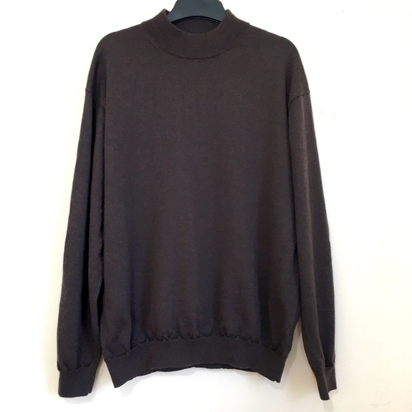 Pronto Uomo 100% extra fine merino wool brown pullover sweater - Picture 1 of 15